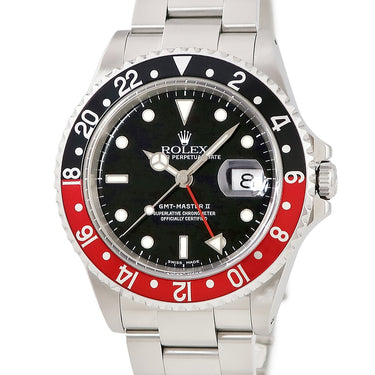 腕時計 ロレックス ROLEX GMTマスター2 16710 P番 自動巻き メンズ P番 コーク ベンツ針 ブラック デイト オイスターブレス