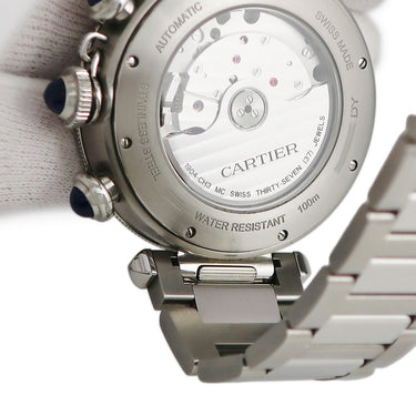 腕時計 カルティエ Cartier パシャ ドゥ カルティエ WSPA0039 自動巻き メンズ ダークシアン クロノグラフ デイト 逆回転防止ベゼル
