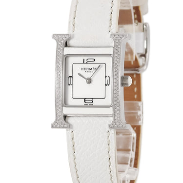 腕時計 エルメス HERMES Hウォッチ PM HH1.232 クオーツ レディース 純正ダイヤ ホワイト 白 アラビア H型 スクエア
