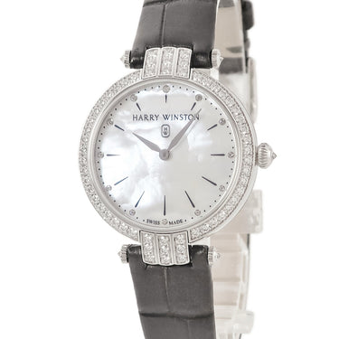 腕時計 ハリーウィンストン Harry Winston プルミエール 31mm PRNQHM31WW001 クオーツ レディース K18WG無垢 純正ダイヤ シェル バー