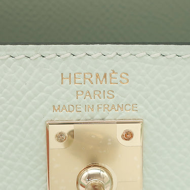 エルメス HERMES ケリー25 外縫い ヴェールペパーミント ヴォーエプソン 2WAYバッグ シャンパンゴールド金具 新品 未使用 薄緑 ショルダー ハンドバッグ