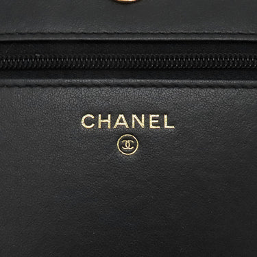 シャネル CHANEL ボーイシャネル ブラック キャビアスキン チェーンウォレット シャンパンゴールド金具 黒 チェーンショルダー