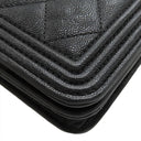 シャネル CHANEL ボーイシャネル ブラック キャビアスキン チェーンウォレット シャンパンゴールド金具 黒 チェーンショルダー