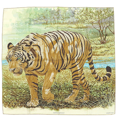 エルメス HERMES カレ90 CARRE ゴールド系 シルク スカーフ 【TIGRE DU BENGALE/ベンガルの虎】