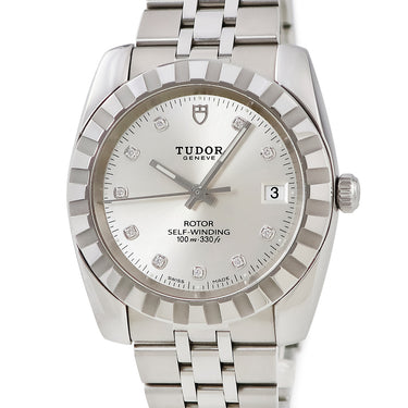 腕時計 チュードル TUDOR クラシック デイト 21010-62580 I番 自動巻き メンズ I番 純正10Pダイヤ シルバー チューダー