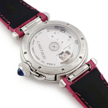 腕時計 カルティエ Cartier パシャ ドゥ カルティエ 35mm WSPA0012 自動巻き メンズ レディース ギヨシェ 青針