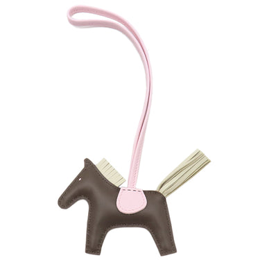 エルメス HERMES ロデオPM ショコラ×クレ×ローズダーリン アニューミロ バッグチャーム 新品 未使用 茶 オフホワイト ピンク