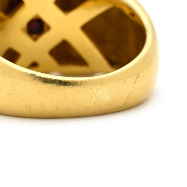 セリーヌ CELINE キルティング イエローゴールド K18YG ルビー リング 指輪 AU750 18K 1Pルビー 10号