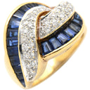 ノンブランド NON BRAND ブルーサファイア ダイヤ イエローゴールド K18YG サファイア ダイヤモンド リング 指輪 青 8.5号