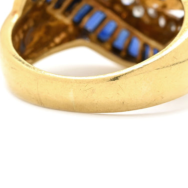 ノンブランド NON BRAND ブルーサファイア ダイヤ イエローゴールド K18YG サファイア ダイヤモンド リング 指輪 青 8.5号