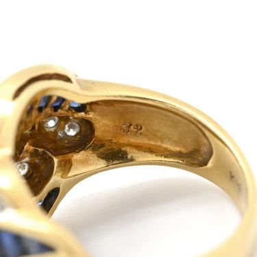 ノンブランド NON BRAND ブルーサファイア ダイヤ イエローゴールド K18YG サファイア ダイヤモンド リング 指輪 青 8.5号