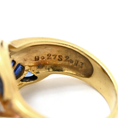 ノンブランド NON BRAND ブルーサファイア ダイヤ イエローゴールド K18YG サファイア ダイヤモンド リング 指輪 青 8.5号