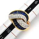 ノンブランド NON BRAND ブルーサファイア ダイヤ イエローゴールド K18YG サファイア ダイヤモンド リング 指輪 青 8.5号