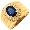 ノンブランド NON BRAND ブルーサファイア ダイヤリング イエローゴールド×ブルー K18YG ダイヤモンド ブルーサファイア リング 指輪 Au750 18K 18金 11号