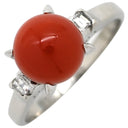 ノンブランド NON BRAND 珊瑚 ダイヤリング プラチナシルバー Pt900 珊瑚 ダイヤモンド リング 指輪 赤 サンゴ 11号