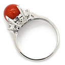 ノンブランド NON BRAND 珊瑚 ダイヤリング プラチナシルバー Pt900 珊瑚 ダイヤモンド リング 指輪 赤 サンゴ 11号