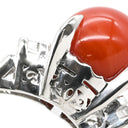 ノンブランド NON BRAND 珊瑚 ダイヤリング プラチナシルバー Pt900 珊瑚 ダイヤモンド リング 指輪 赤 サンゴ 11号