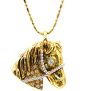 ルーブルーゼ LOUVROUSE ホース モチーフ ダイヤモンド イエローゴールド×プラチナシルバー K18YG Pt900 ダイヤモンド ネックレス 馬 YG Pt コンビ