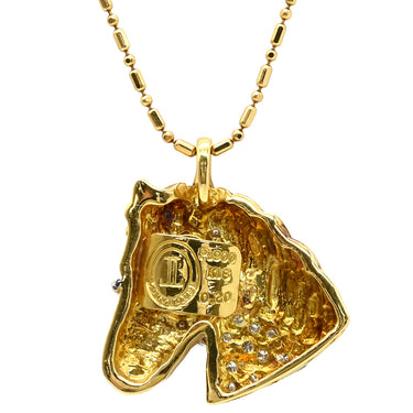 ルーブルーゼ LOUVROUSE ホース モチーフ ダイヤモンド イエローゴールド×プラチナシルバー K18YG Pt900 ダイヤモンド ネックレス 馬 YG Pt コンビ