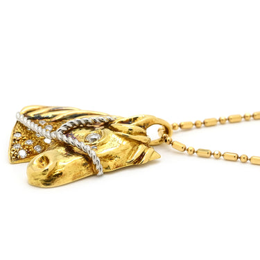 ルーブルーゼ LOUVROUSE ホース モチーフ ダイヤモンド イエローゴールド×プラチナシルバー K18YG Pt900 ダイヤモンド ネックレス 馬 YG Pt コンビ