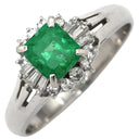 ノンブランド NON BRAND エメラルド ダイヤモンド リング プラチナシルバー Pt900 エメラルド ダイヤモンド リング 指輪 グリーン 緑 スクエア Pt 7.5号