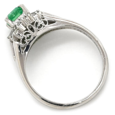 ノンブランド NON BRAND エメラルド ダイヤモンド リング プラチナシルバー Pt900 エメラルド ダイヤモンド リング 指輪 グリーン 緑 スクエア Pt 7.5号