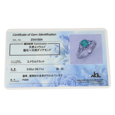 ノンブランド NON BRAND エメラルド ダイヤモンド リング プラチナシルバー Pt900 エメラルド ダイヤモンド リング 指輪 グリーン 緑 スクエア Pt 7.5号