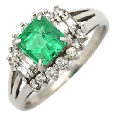 ノンブランド NON BRAND エメラルド ダイヤモンド リング プラチナシルバー Pt850 エメラルド ダイヤモンド リング 指輪 グリーン 緑 スクエア 16.5号