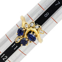 ノンブランド NON BRAND ブルーサファイア ダイヤリング イエローゴールド×ブルー K18YG ダイヤモンド サファイア リング 指輪 Au750 18K 18金 リーフ 9.5号