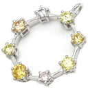 ノンブランド NON BRAND ホワイトゴールド K18WG 色石 ペンダントトップ イエロー ブラウン ピンク 8P 8石 8粒 色石 Au750 18K 18金 マルチカラーストーン チャーム