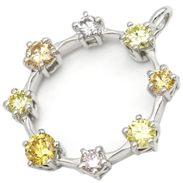 ノンブランド NON BRAND ホワイトゴールド K18WG 色石 ペンダントトップ イエロー ブラウン ピンク 8P 8石 8粒 色石 Au750 18K 18金 マルチカラーストーン チャーム