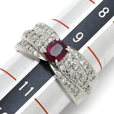 ノンブランド NON BRAND ルビー ダイヤリング プラチナシルバー Pt900 ルビー ダイヤモンド リング 指輪 レッド 赤 10号