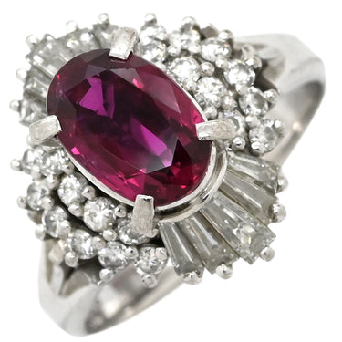 ノンブランド NON BRAND ルビー ダイヤリング プラチナシルバー Pt900 ルビー ダイヤモンド リング 指輪 レッド 赤 9.5号