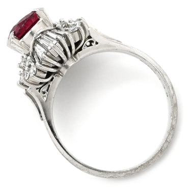 ノンブランド NON BRAND ルビー ダイヤリング プラチナシルバー Pt900 ルビー ダイヤモンド リング 指輪 レッド 赤 9.5号