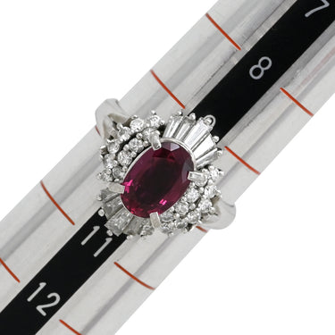 ノンブランド NON BRAND ルビー ダイヤリング プラチナシルバー Pt900 ルビー ダイヤモンド リング 指輪 レッド 赤 9.5号