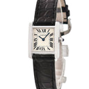 腕時計 カルティエ Cartier タンク フランセーズ SM W5001256 クオーツ レディース K18WG無垢 角型 アイボリー ローマン 青針