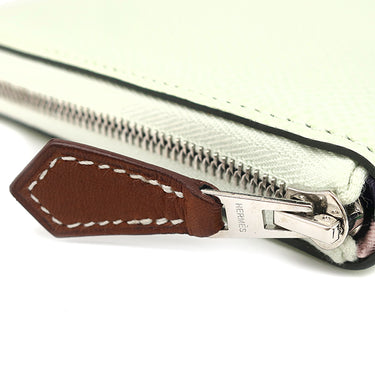 エルメス HERMES アザップロング シルクイン ヴェールフィズ ヴォーエプソン 長財布 シルバー金具 新品 未使用 薄緑 ラウンドファスナー