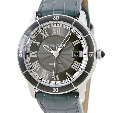 腕時計 カルティエ Cartier ロンド クロワジエール ドゥ カルティエ WSRN0003 自動巻き メンズ ダークグレー ギヨシェ デイト ローマ