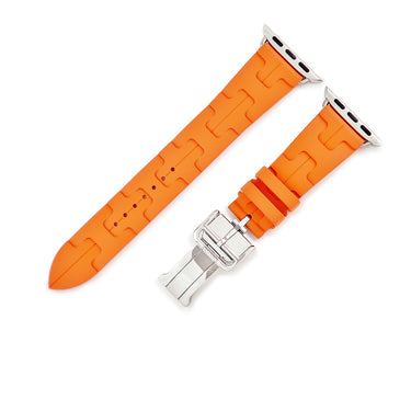 エルメス HERMES 純正 アップルウォッチ 41mm用 ラバーベルト オレンジ ラバー ステンレススチール 腕時計パーツ ストラップ 20ｍｍ キリム オレンジ バックル付 金具付