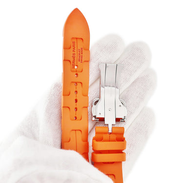 エルメス HERMES 純正 アップルウォッチ 41mm用 ラバーベルト オレンジ ラバー ステンレススチール 腕時計パーツ ストラップ 20ｍｍ キリム オレンジ バックル付 金具付