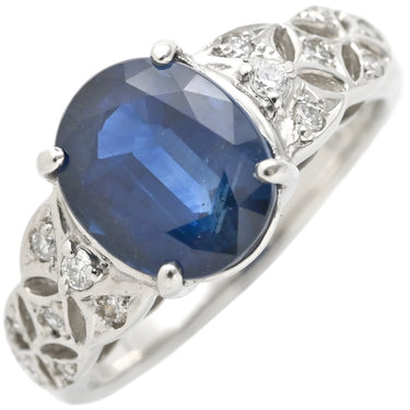 ノンブランド NON BRAND ブルーサファイア ダイヤリング プラチナシルバー Pt900 サファイア ダイヤモンド リング 指輪 青 14号