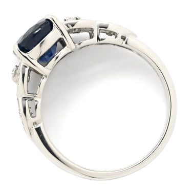 ノンブランド NON BRAND ブルーサファイア ダイヤリング プラチナシルバー Pt900 サファイア ダイヤモンド リング 指輪 青 14号