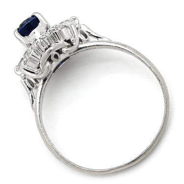 ノンブランド NON BRAND ブルーサファイア ダイヤ リング ブルー×プラチナシルバー Pt900 サファイア ダイヤモンド リング 指輪 青 プラチナム 13号