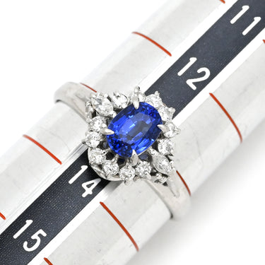 ノンブランド NON BRAND ブルーサファイア ダイヤ リング ブルー×プラチナシルバー Pt900 サファイア ダイヤモンド リング 指輪 青 プラチナム 13号