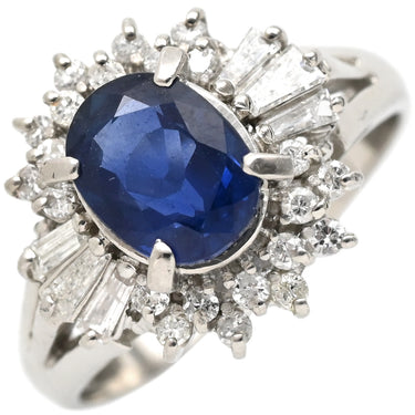 ノンブランド NON BRAND ブルーサファイア ダイヤリング プラチナシルバー Pt900 サファイア ダイヤモンド リング 指輪 青 6.5号