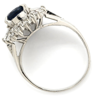 ノンブランド NON BRAND ブルーサファイア ダイヤリング プラチナシルバー Pt900 サファイア ダイヤモンド リング 指輪 青 6.5号