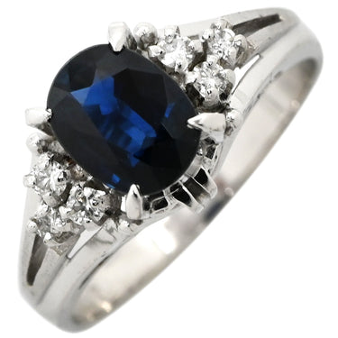 ノンブランド NON BRAND ブルーサファイア ダイヤリング プラチナシルバー Pt900 サファイア ダイヤモンド リング 指輪 青 12号