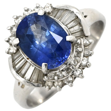 ノンブランド NON BRAND ブルーサファイア ダイヤリング プラチナシルバー Pt900 サファイア ダイヤモンド リング 指輪 青 10.5号