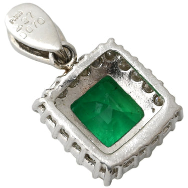 ノンブランド NON BRAND エメラルド ダイヤ プラチナシルバー Pt900 エメラルド ダイヤモンド ペンダントトップ 緑 コロンビア産 ネックレストップ スクエア