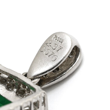 ノンブランド NON BRAND エメラルド ダイヤ プラチナシルバー Pt900 エメラルド ダイヤモンド ペンダントトップ 緑 コロンビア産 ネックレストップ スクエア